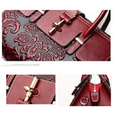 Embossed Leather Tote Bags for Women • Red, Black Bohemian bags • Medium Fashion Shoulder Bag for Women • Gifts for Mom