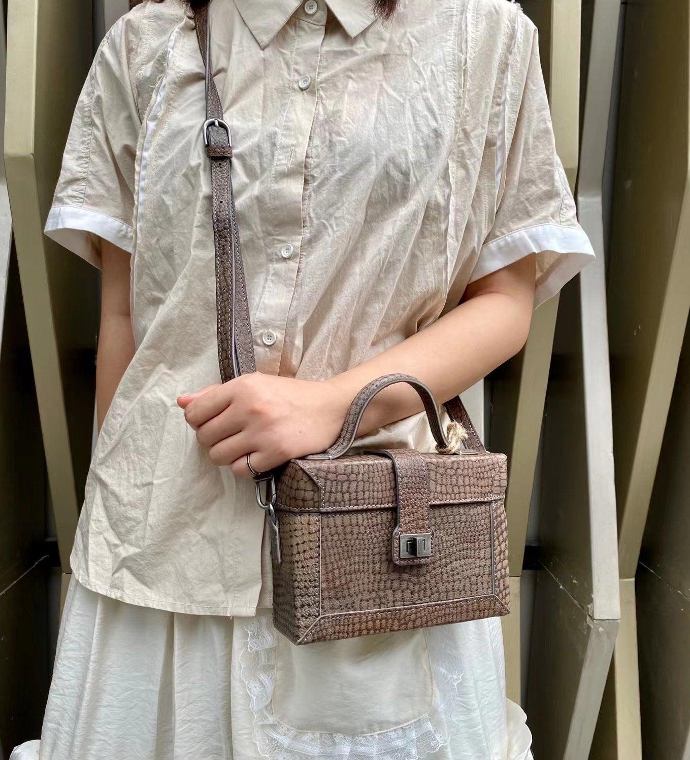 Fantasy Colours Calfskin Leather Classic Box Bag, Women's Leather Box Shoulder Bag, Handcrafted Designer Bag, Classic Crossbody Bag