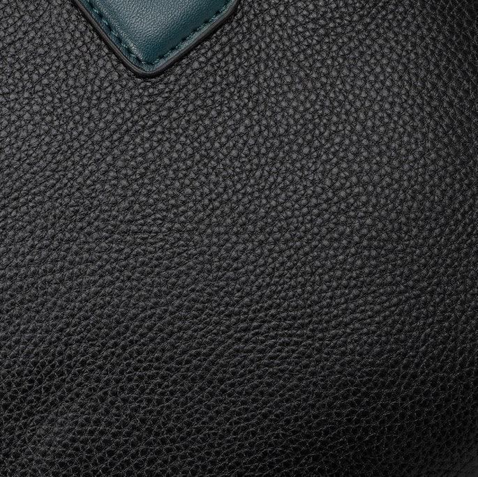 Fashion Leather Tote, Leather Shoulder Bag, Soft Leather Handbag, Birthday Gift for Her, Black and Green