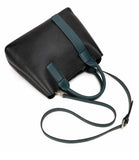 Fashion Leather Tote, Leather Shoulder Bag, Soft Leather Handbag, Birthday Gift for Her, Black and Green