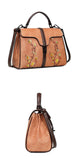 Floral Embroidery Cowhide Leather Shoulder Bag, Fashion Hand-carved Flowers Leather bag, Handcrafted Leather Crossbody Bag