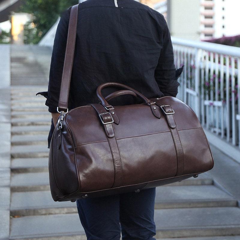 Full Grain Leather Duffle, Chic Leather Boston Weekender Travel Women Bag, Leather Luggage Carry on Baggage, Gym Bag, Men Leather Bag