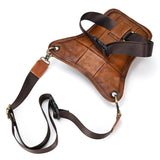 Full Grain Leather Leg Bag, Foraging Pouch, Leather Motorcycle Waist Bag, Male Knight Bull Head Bag, Crazy Horse Leather Bag for Men Women