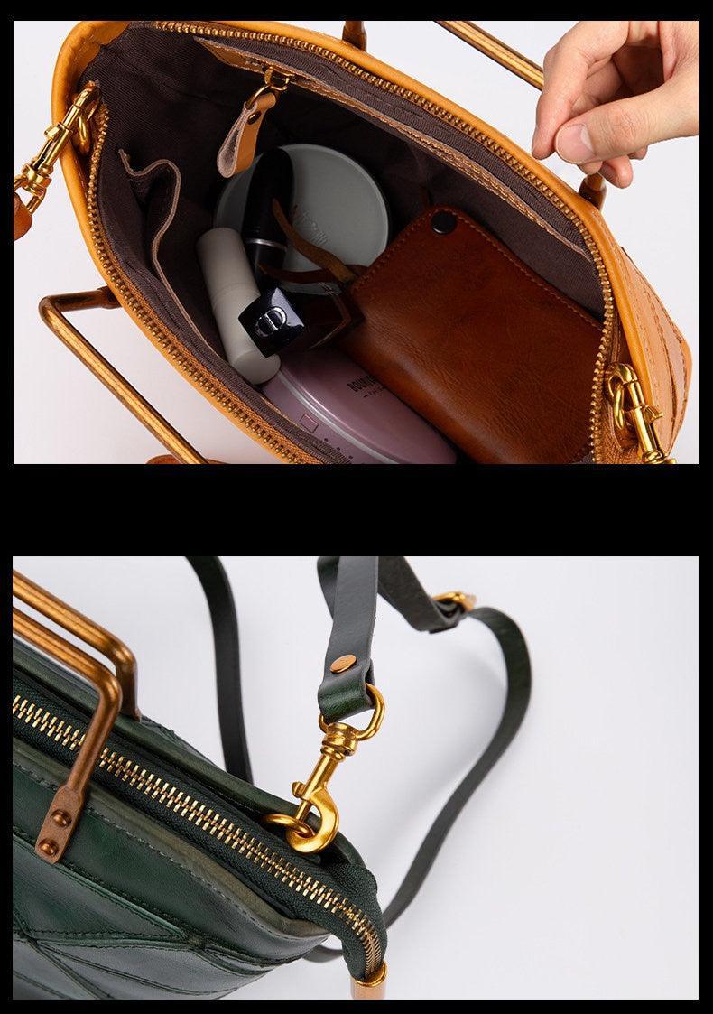 Geometric Purse / Cowhide Leather Shoulder Bags / Lattice Shoulder Bags/ Shoulder Handbags with Adjustable Strap Tan, Black, Coffee, Green