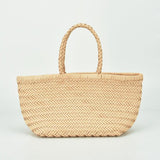 Green Italy Full Grain Leather Soft Woven Triple Jump Bamboo Style HandBag, Handcrafted Ladies Bag, Basket Bag, Plant Green, Red, White