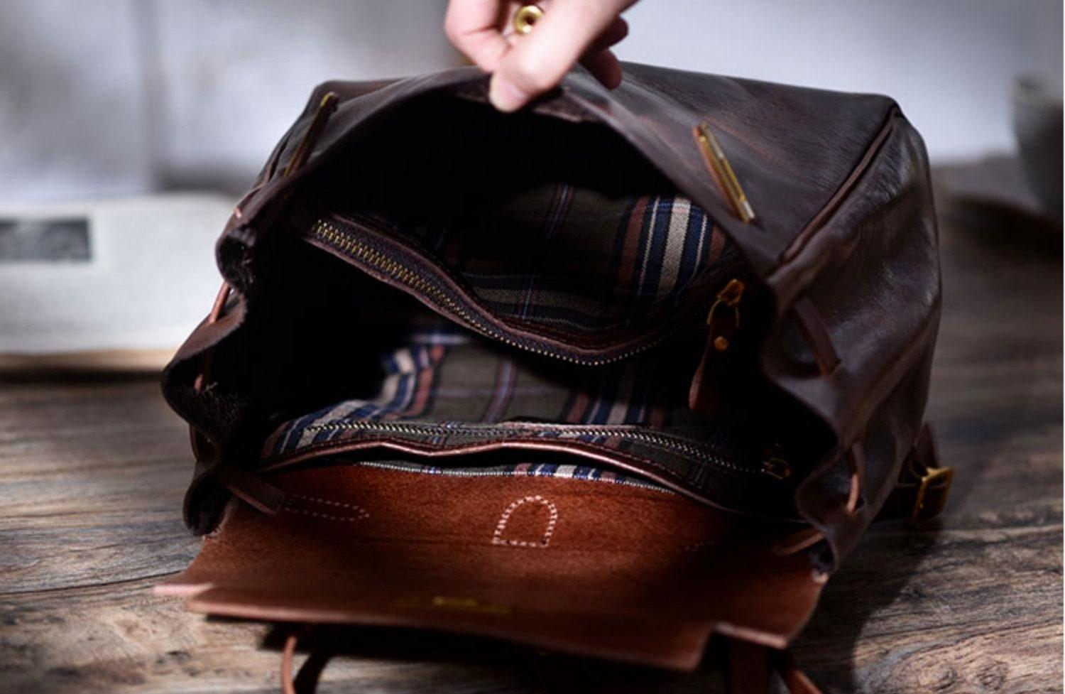 Handcrafted Brown Shoulder 3 in 1, Convertible Backpack, Full Grain Leather Shoulder Bag, Crossbody With Long Strap, Women Backpack Bag