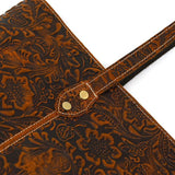 Handcrafted Embossed Leather Tote Bag, Women Flower Tote Bags, Leather Large Shopping Bag, Leather Laptop Bag, Christmas Gift For Her