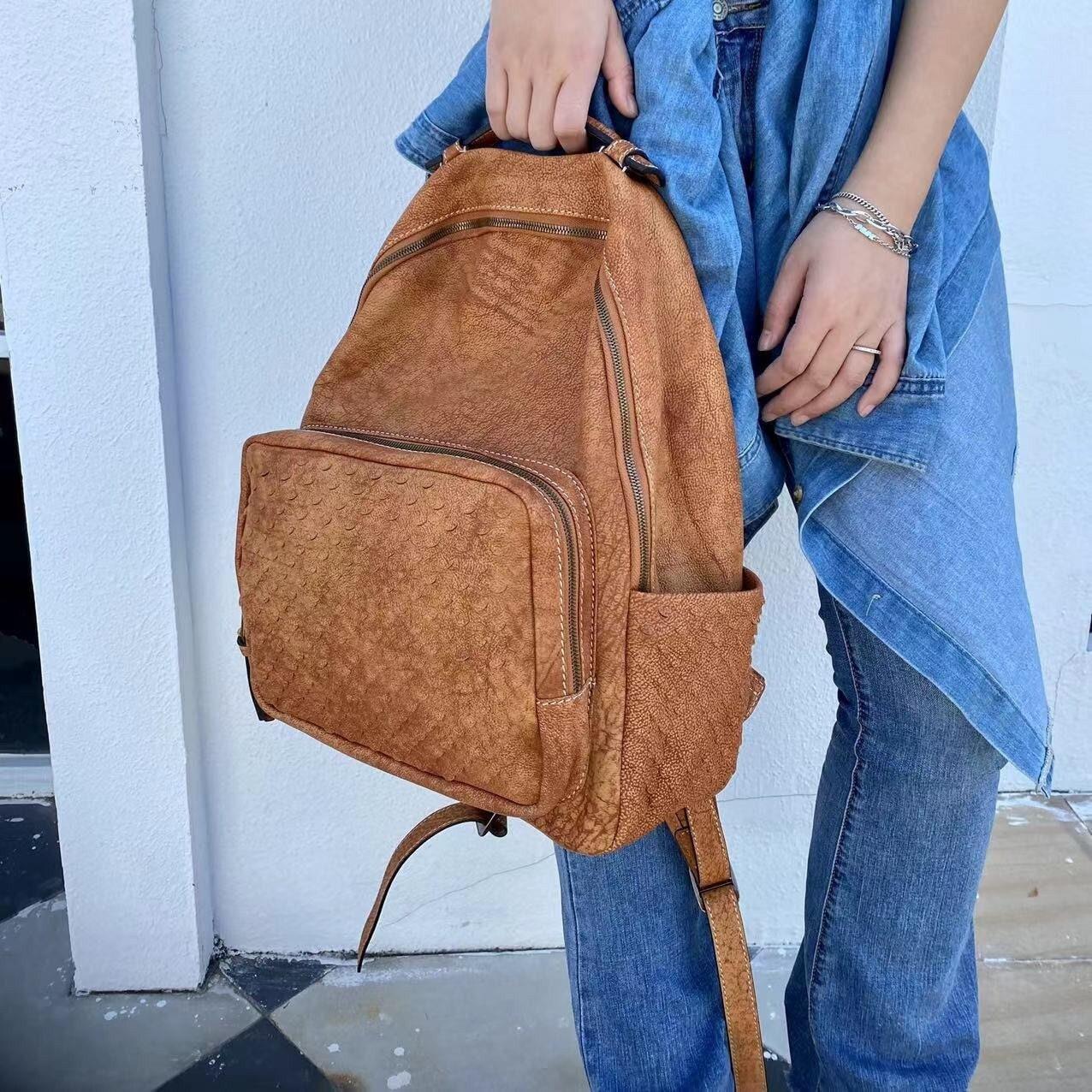 Full grain leather backpack on sale