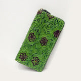 Handcrafted Genuine Leather Wallet | Embossed Purse | Women Leather Clutch | Women's Leather Wallets | Green Purse