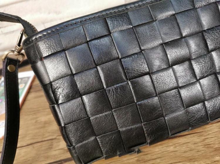 Handcrafted Genuine Leather Woven Bag | Hand Woven Triple Jump Bamboo Style Ladies Hobo Small Purse | Retro Leather Shoulder Bag