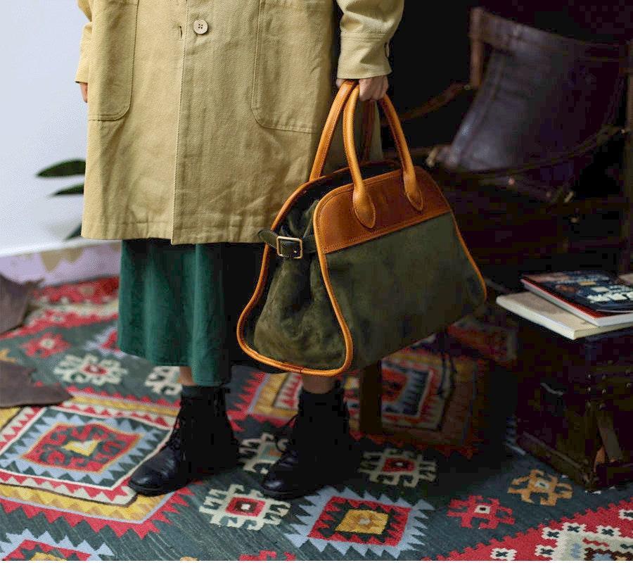 Handcrafted Italian Cowhide Leather Handbag, Velvety Soft Suede Leather Domed Satchel, Leather Laptop Bag, Weekend Bag, Christmas Gift