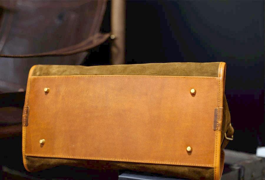 Handcrafted Italian Cowhide Leather Handbag, Velvety Soft Suede Leather Domed Satchel, Leather Laptop Bag, Weekend Bag, Christmas Gift