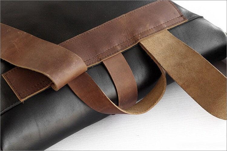 Handcrafted Leather 15" Inch Backpack, Men Leather Rucksack College Roll Top Backpack, Gift Him Birthday, Women Brown Laptop Bag