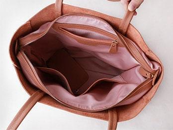 Handcrafted Leather Tote Bag, Full Grain Leather Large Tote Bag, Classic Everyday Bag, Birthday gift for her, Coral Pink