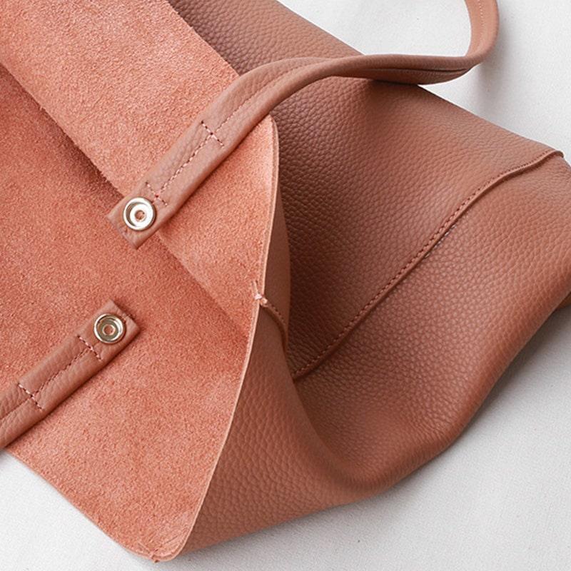 Handcrafted Leather Tote Bag, Full Grain Leather Large Tote Bag, Classic Everyday Bag, Birthday gift for her, Coral Pink