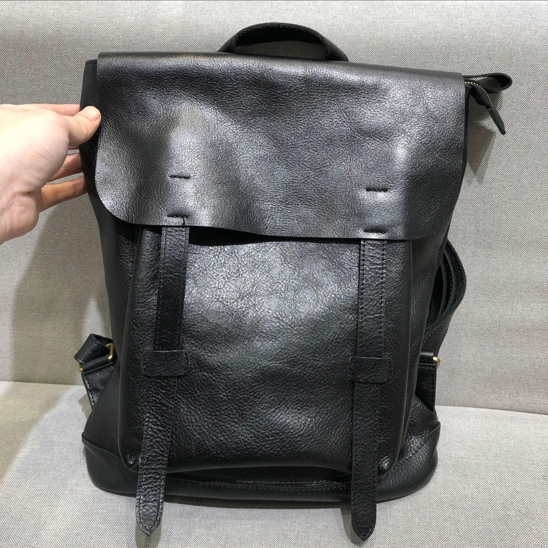 Handcrafted Leather Wine/Black Backpack | Leather Backpack Purse, Backpack Women | Men's Backpack Purse | Leather Rucksack, Gift for Her/Him