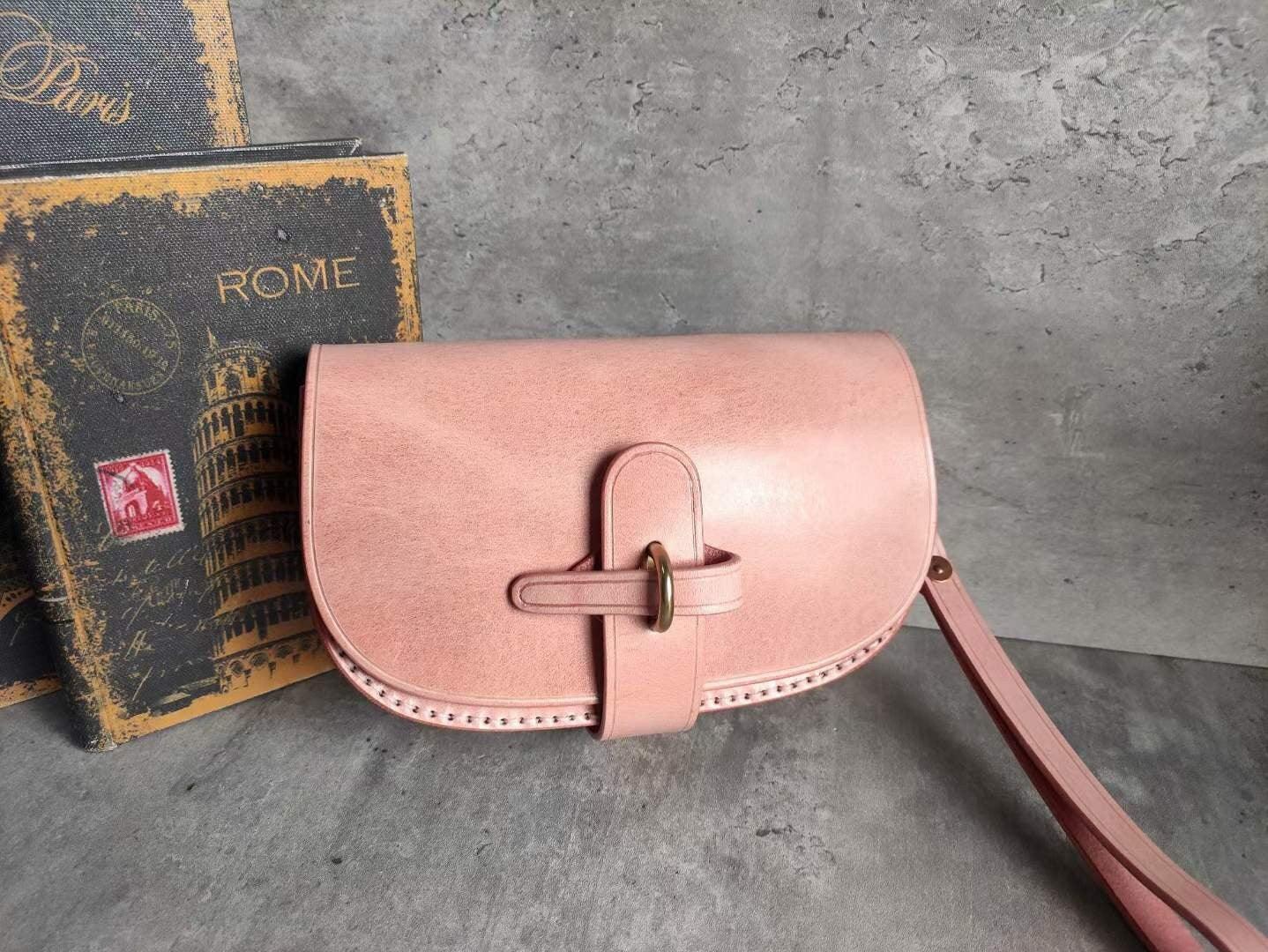 Handcrafted Vintage Designer Saddle Bag, Italian Cowhide Leather Shoulder Bag, Women Crossbody Bag, Gift for Her, Black, Coffee, Pink