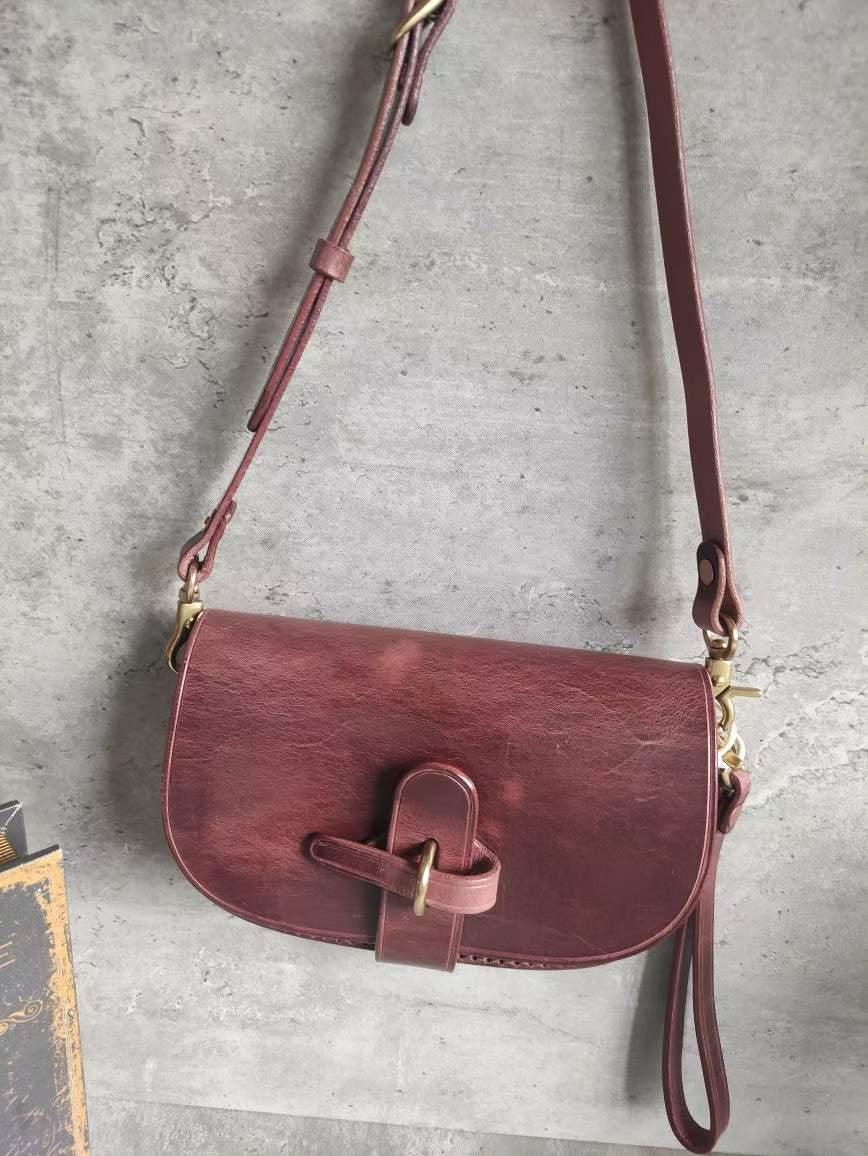 Handcrafted Vintage Designer Saddle Bag, Italian Cowhide Leather Shoulder Bag, Women Crossbody Bag, Gift for Her, Black, Coffee, Pink