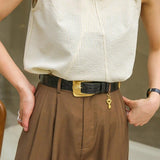 Handcrafted Women Leather Belt Buckle, Retro Black Belt, Women Chic Belt, Gift for Her, Made from Real Genuine Leather, Fashion Accessories