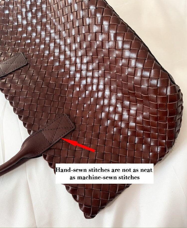 HandwovenCowhide Leather Tote bag, Ladies' Handbag, Woven Triple Jump Bamboo Hobo Holiday Bag, Beach Basket Shoulder Bag, Designer Woven Bag