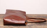 Minimalist Full Grain Leather Tote Bag Casual Leather Bag Women Large Shopper Bag Leather Diaper Bag Slouchy Tote Top Handle Shoulder Bag