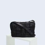 Italy Lambskin Leather Quilted Elegant Shoulder Bag, Wrinkle Leather Handwoven Bag, Trendy Boutique Designer Bag, Classic Style Leather Bag, Dark Brown