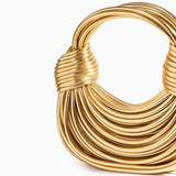 Gold Double Knot Bag, Handcrafted Leather Fashion Bags, Luxury Wedding Handbag, Special Occasion Event Bag, Silver Hobo Bag, Gift For Her