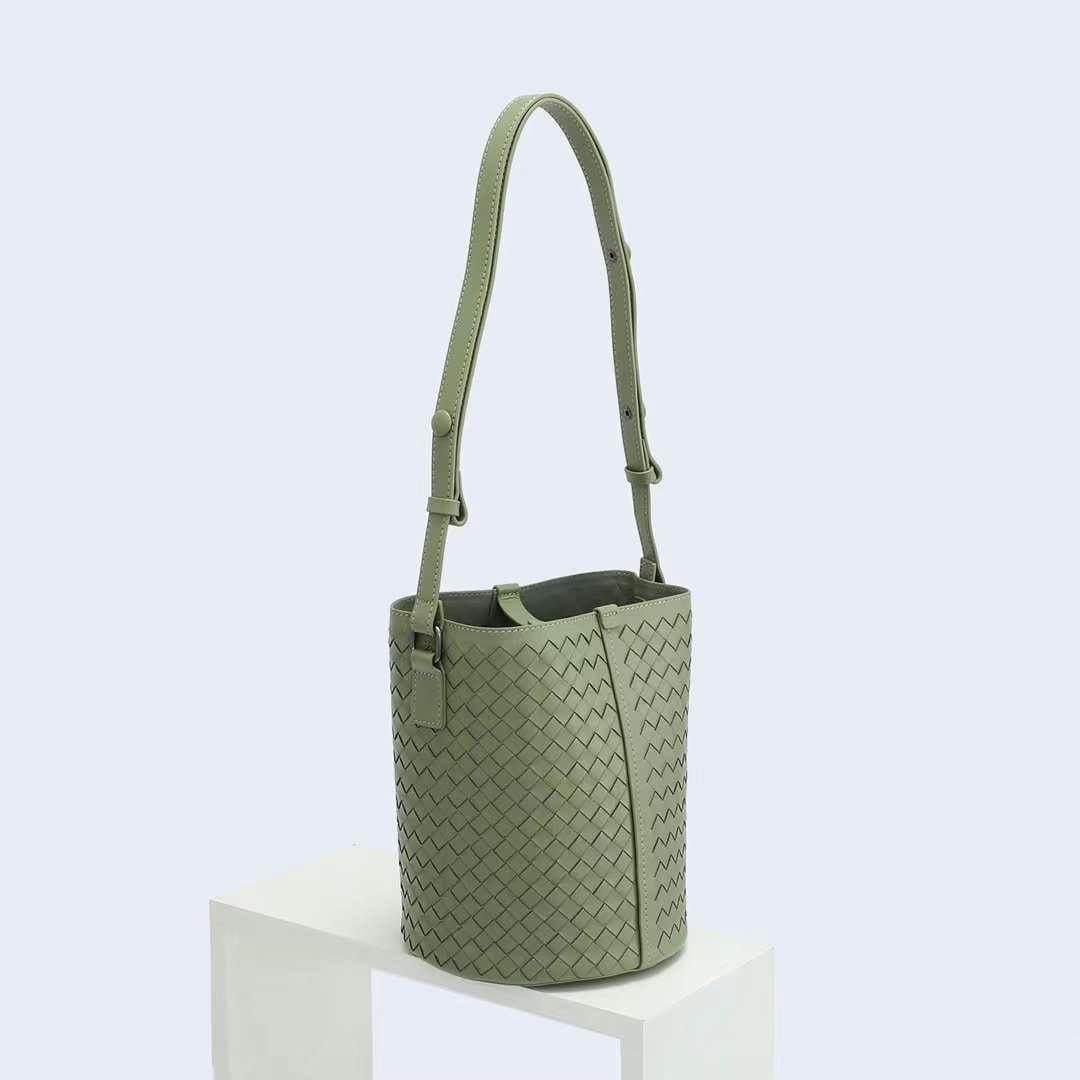 Interwoven Lambskin Leather Bucket Bag, Small Shoulder Bag, Woven Purse Women Classic bag Crossbody Designer Bag, Designer Bag