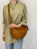 Italian Full Grain Leather Shoulder Bag, Women's Leather Crossbody Bag in Tan, Handcrafted Designer Bag, Men's Minimalist Shoulder Bag