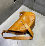 Italian Full Grain Leather Shoulder Bag, Women's Leather Crossbody Bag in Tan, Handcrafted Designer Bag, Men's Minimalist Shoulder Bag