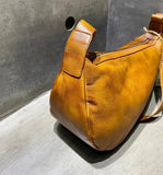 Italian Full Grain Leather Shoulder Bag, Women's Leather Crossbody Bag in Tan, Handcrafted Designer Bag, Men's Minimalist Shoulder Bag