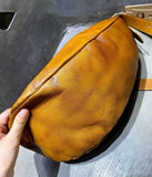 Italian Full Grain Leather Shoulder Bag, Women's Leather Crossbody Bag in Tan, Handcrafted Designer Bag, Men's Minimalist Shoulder Bag