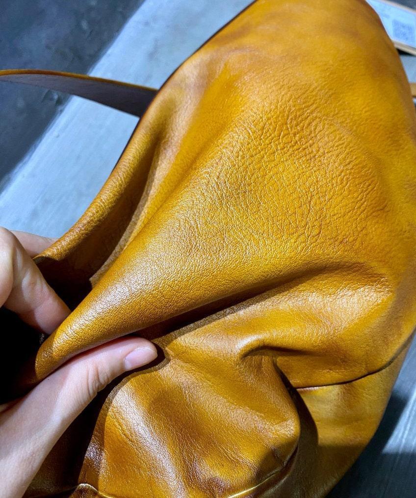 Italian Full Grain Leather Shoulder Bag, Women's Leather Crossbody Bag in Tan, Handcrafted Designer Bag, Men's Minimalist Shoulder Bag