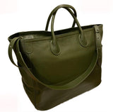 Italian Grain Leather Travel Bag, Extra Large Leather Tote Bag, Cowhide Leather Crossbody, Women Fashion Weekend Bag, Christmas Gift, green
