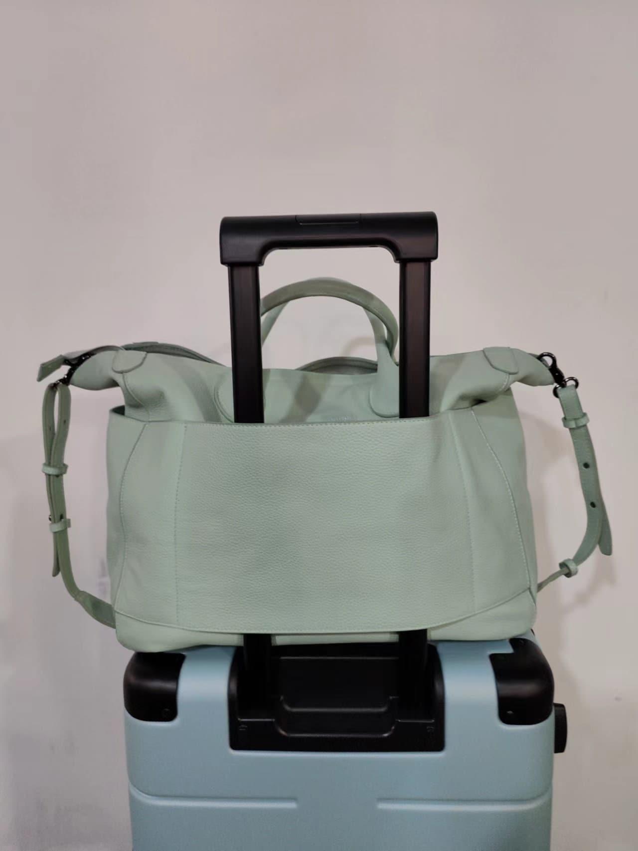 Italian Grain Leather Travel Bag, Extra Large Leather Tote Bag, Cowhide Leather Crossbody, Women Fashion Weekend Bag, Christmas Gift