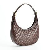Italian Grain Leather Woven Hobo Shoulder Bag, Cowhide Leather Summer Beach Bag, Triple Jump Bamboo Shoulder Bag, Handcrafted Basket Bag