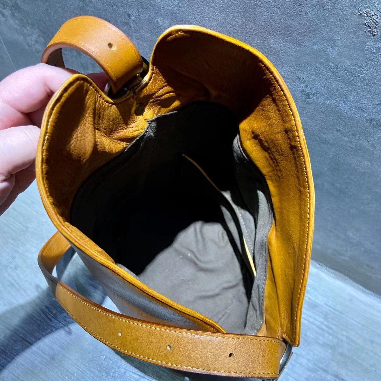 Italian Top Grain Leather Bucket Bag, Handcrafted High-End Genuine Leather Shoulder Purse, Women Bucket Crossbody, Tan, Green, Coffee, Red