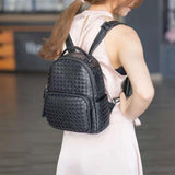 Italy Lambskin Leather Small Backpack, Hand Woven Leather Backpack, Designer Bag, Leather Quilted Elegant Shoulder Bag, Classic Backpack