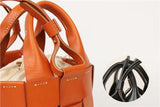 Knotted Intrecciato Leather Bucket Bag, Small Purse Vegetable Tanned Leather, Original Handmade Woven Bag, Luxury Designer Shoulder Bag