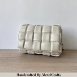 Lambskin Leather Quilted Elegant Shoulder Bag, Small Handwoven Leather Bag, Trendy Boutique Designer Bag, Classic Style Leather Bag, Gift, Beige