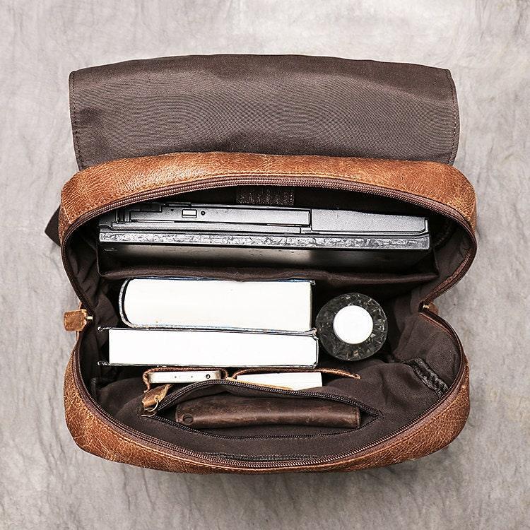 Large Brown Leather Backpack, Personalized Full Grain Leather Knapsack Rucksack, Leather Anniversary Gifts Women/Men, Monogram Bags Handmade