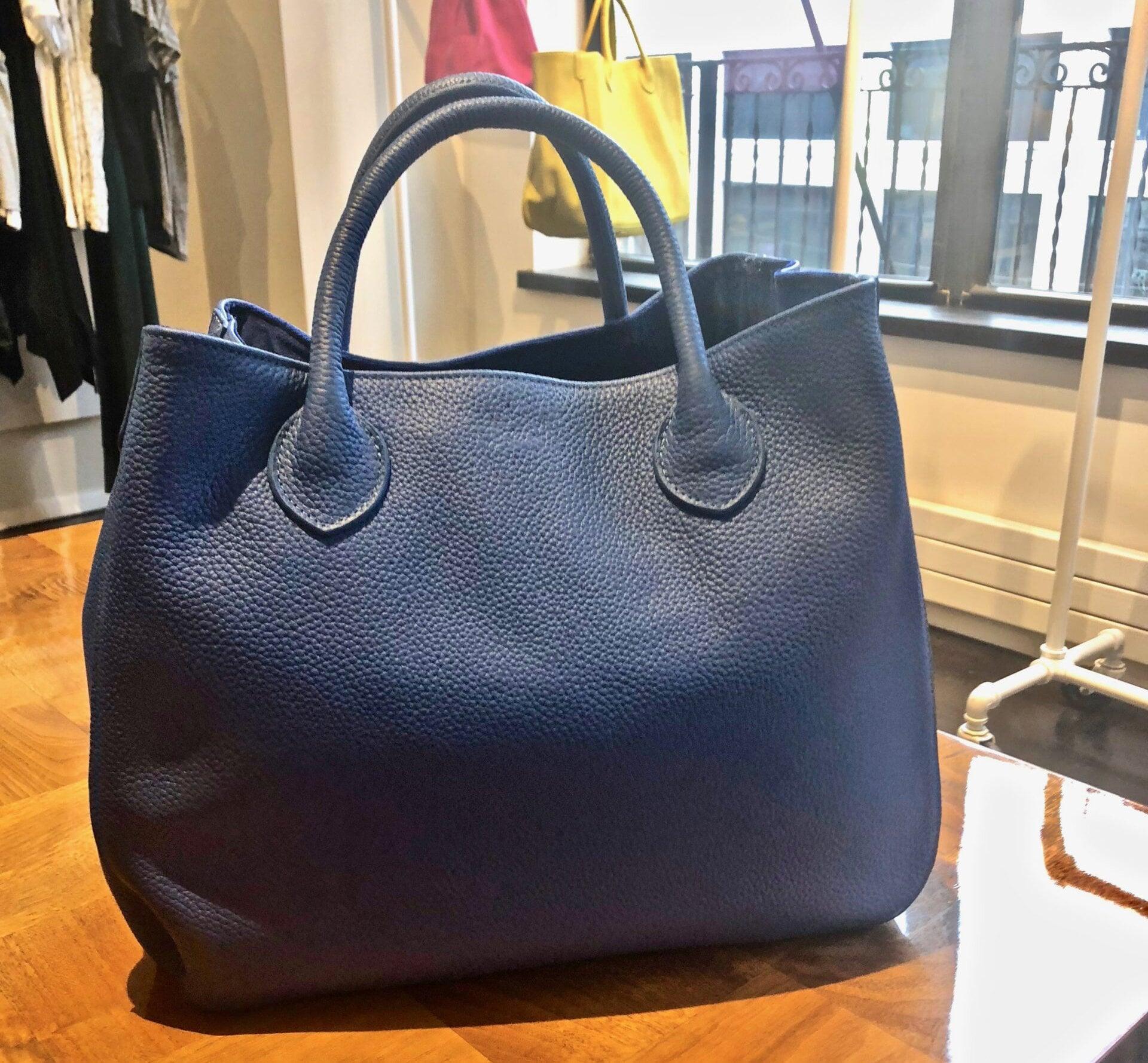 arge Designer Leather Tote Bag, Cowhide Leather Classic Bag, Must-have Fashion DesignerBag, Leather Weekend Bag, Christmas gifts, Navy