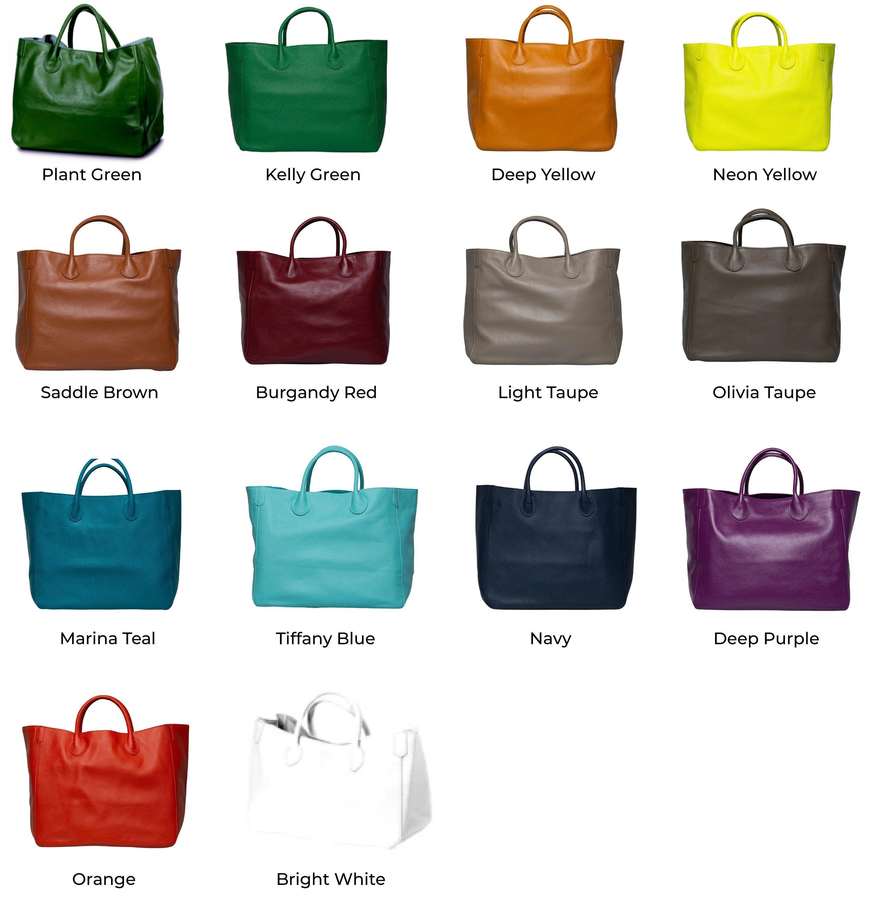 Extra Large Leather Tote Bag, Cowhide Leather Bag, Lady Fashion Bag Yellow, Leather Weekend Bag, Personalized Gifts