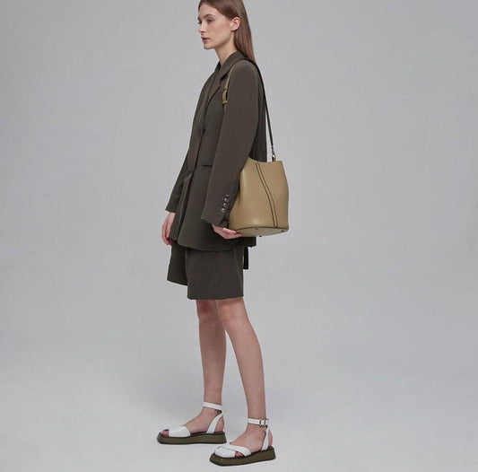 Large Genuine Leather Bucket Bag | Minimalist Tote Bag | Leather Shoulder Bag | Lady Chic Leather Bag | Gift For Her