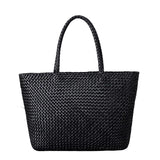 Large Genuine Leather Tote Bag, Woven Leather Handbag | Handwoven Triple Jump Bamboo Style Ladies Hobo Beach Bag, Weekend Shopping Bag