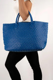 Lambskin Leather Tote Fluorescence pink, Large Handwoven Leather Bag/Tote in Onyx I Trendy Boutique Style ! Handmade Gift for Her