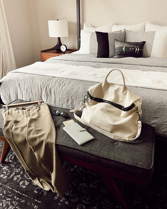 Large Italy Leather Zipper Tote Bag Brown, Grain Leather Shoulder Bag, Lady Fashion Bag Black, Travel Crossbody Bag, Weekend Bag Bone