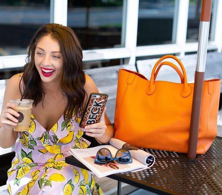 Extra Large Leather Tote Bag, Cowhide Leather Bag, Lady Fashion Bag Yellow, Leather Weekend Bag, Personalized Gifts