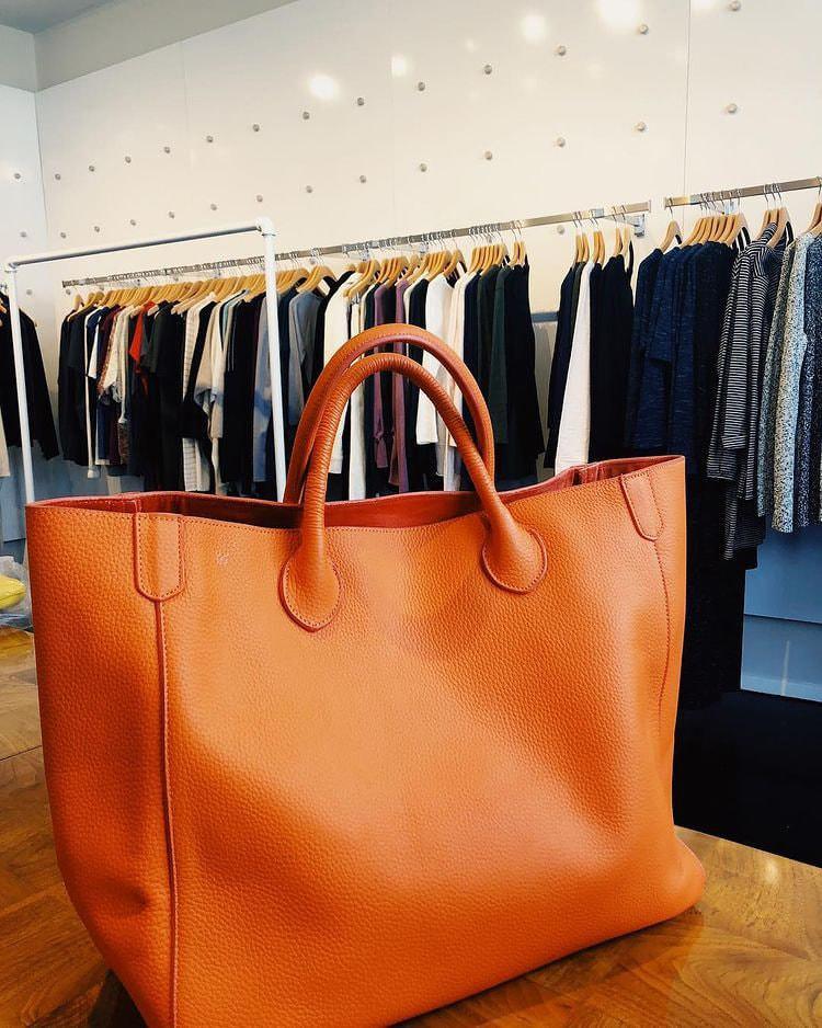 Large Leather Tote Bag, Cowhide Leather Bag, Must-have Lady Fashion Bag Yellow, Grain Leather Weekend Bag Orange, Personalized Gifts