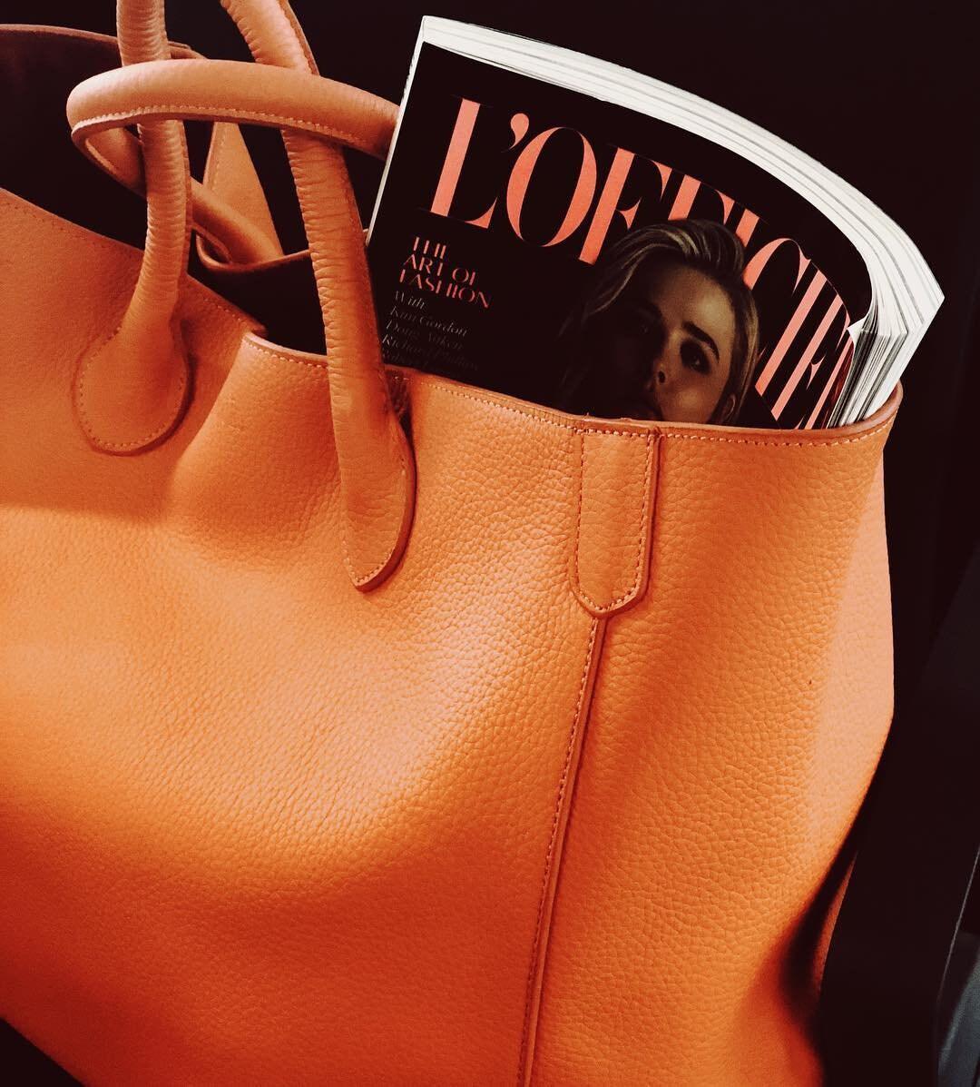 Large Leather Tote Bag, Cowhide Leather Bag, Must-have Lady Fashion Bag Yellow, Grain Leather Weekend Bag Orange, Personalized Gifts